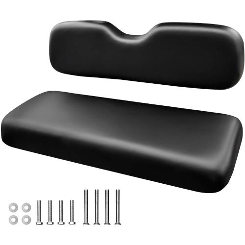 NOKINS Golf Cart Rear Seat Replacement Cushion, Universal Back Seat Cushions for Yamaha/EZGO TXT/RXV/Club Car Precedent/DS, Waterproof Vinyl Leather & Memory Foam, Black