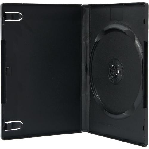 25 Pack Maxtek Standard 14mm Black Signle Disc DVD Cases with Outter Clear Sleeve