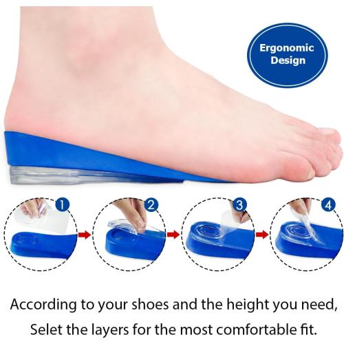 Dr. Shoesert 3-Layer Adjustable Height Increase Insoles, 3/4 Length Shock Absorption Cushion Heel Lift Inserts
