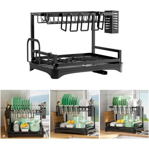 Double Layer Kitchen Counter Organizers Stylish Dish Rack Space Saving Organizers For Kitchen Countertop Organization
