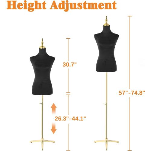 Female Mannequin Body Gold Tripod Stand,Height Adjustable Maniqui para Ropa,Dress Form Mannequin