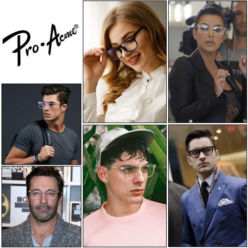 2 Pack Pro Acme Non-prescription Glasses Clear Frame Glasses for Women Men