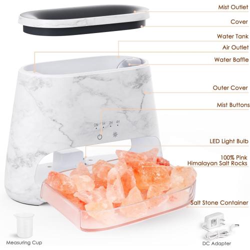 SALKING 2-in-1 Ultrasonic Essential Oil Diffuser & Himalayan Salt Lamp, Aromatherapy Diffuser Cool Mist Humidifier with 3 Brightness, Salt Therapy Lamp, 100% Pure Himalayan Salt Rock, 150ml (Marble)