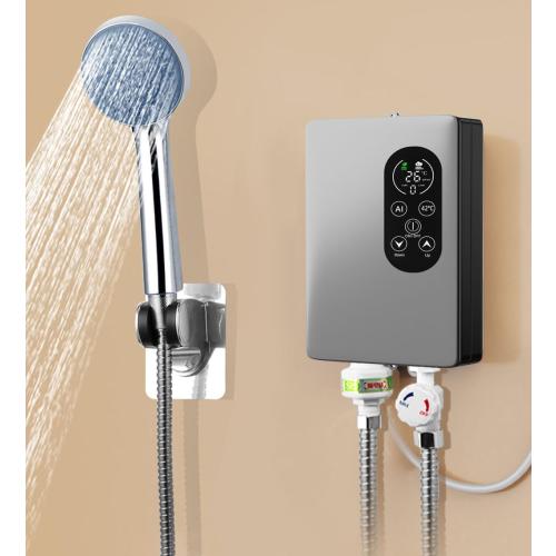 Electric Instant Hot Water Heater Shower Electric Tankless Shower Hot Water Bathroom Instantaneous Water Heater (Grey)