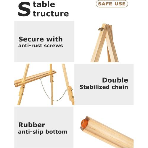 DJAR 63 Wooden Easel Stand for Sign, Dual-use Adjustable Height, Wood Floor Display Easel for Wedding, Welcome Board, Poster, Picture, Photo- Natural