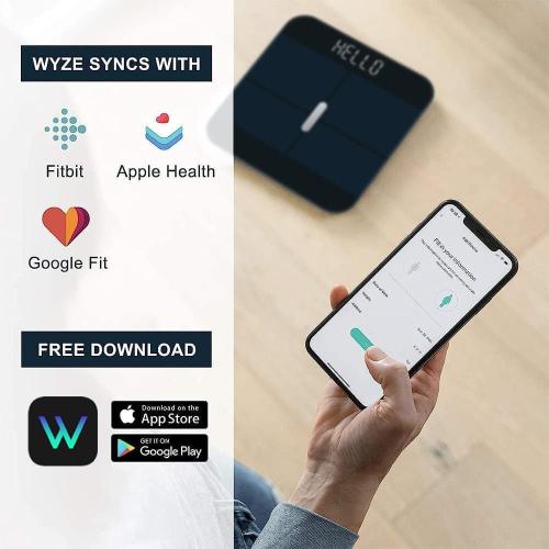 Color Black Wyze Smart Scale X - Digital Bathroom Scale for Body Weight, BMI, Body Fat, Muscle Mass, Heart Rate Monitor | Sync with Health Apps | Body Composition Analyzer for People, Baby & Pet, 400 lbs (Black)