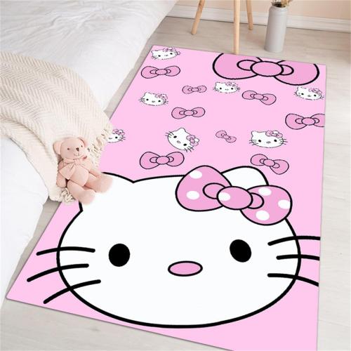 Pink Washable Runner Rug 2' x 5' 3 Cute Cartoon Kitten Face Pattern Non-Slip Area Rugs Kawaii Carpet Home Decor Carpet for Living Room Bedroom Entryway Rug