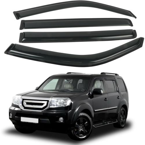 4PCS Rain Guards Window Visors Fits for 2009-2015 Honda Pilot, Outside Mount Durable Vent Visors Shade, Front & Rear Wind Deflector, 2009 2010 2011 2012 2013 2014 2015