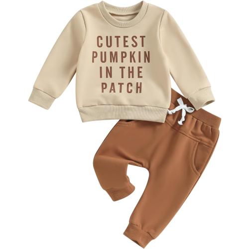 Adobabirl Toddler Baby Halloween Outfit Boy Girl Pumpkin Patch Crew Sweatshirt and Pants Set Halloween Fall Baby Clothes (2-3T)