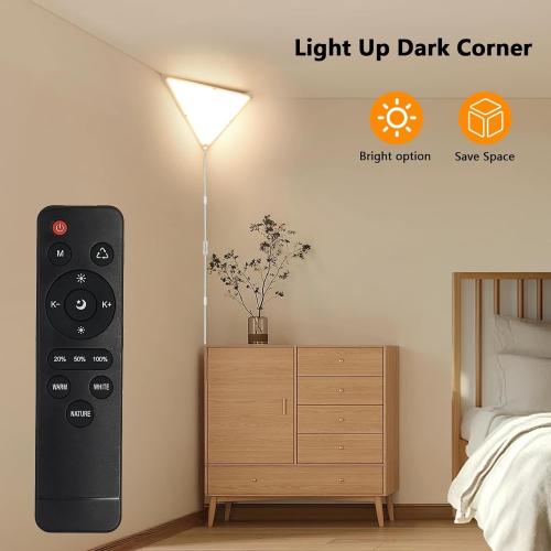 Upgraded Corner Light with Remote, Stepless Dimmable LED Corner Lights for Living Room, 3000K/4000K/6000K Plug in Ceiling Lights with Switch, Overhead Light for Bedroom, Living Room,24W