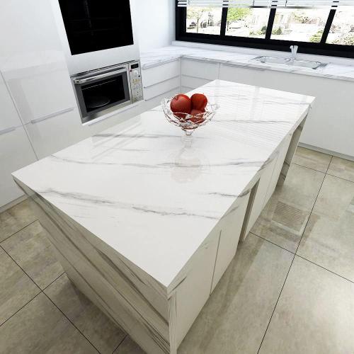 YENHOME 30X200 White Marble Contact Paper for Countertops Waterproof Self Adhesive Marble Peel and Stick Wallpaper Peel and Stick Countertops for Kitchen Bathroom Cabinet Vinyl Counter Cover Glossy