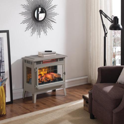 duraflame Freestanding Electric Fireplace Stove Heater with 3D Flame Effect for 1,000 Sq. Ft. Room, French Gray