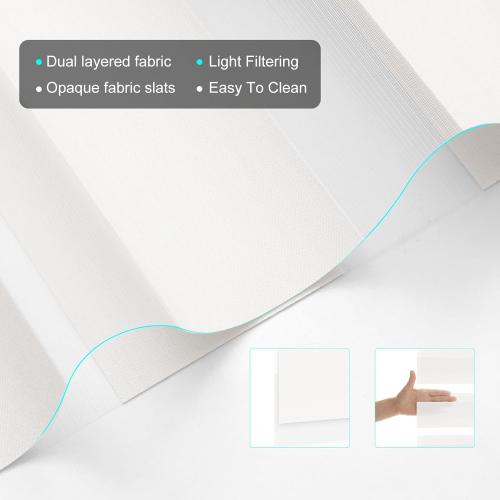 Changshade Custom Size Zebra Blinds for Indoor Window Free-Stop Blackout(85%) Zebra Shades Dual Layer Sheer Shades for Office Home Living Room, Bedroom, Easy Installation，Lucent Snow White-A