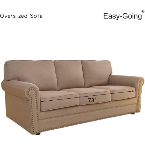 Easy-Going Stretch Oversized Sofa Slipcover 1-Piece Sofa Cover Furniture Protector Couch Soft with Elastic Bottom for Kids, Polyester Spandex Jacquard Fabric Small Checks Light Gray