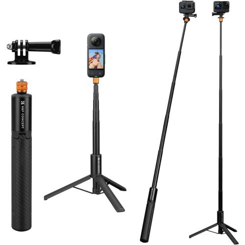 K&F CONCEPT Invisible Selfie Stick, Extension Long Pole（120cm/47.2in） Compatible with Insta360 X5/X4/X3 GoPro Hero 13/12/11 DJI OSMO 360 Pocket 3, 1/4 Extended Monopod with GoPro Adapter.