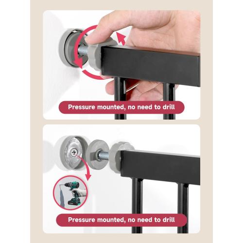 29.5-40.5 Baby Gate for Stairs, Dog Gate for Doorways, Walk Thru Auto Close Metal Baby Safety Gate for The House, Stairs and Doorways, Child Gate Pressure Mounted, Pet Gate for Dog Indoor - Black