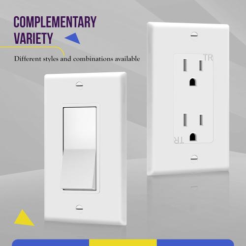 ENERLITES Decorator Light Switch or Receptacle Outlet Wall Plate, Size 1-Gang 4.50 Inches x 2.76 Inches, Unbreakable Polycarbonate Thermoplastic, 8831-W-10PCS, White (10 Pack), UL Listed