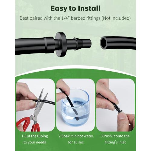 Pawfly 25 ft. Drip Irrigation Tubing, 1/4 Inch Blank Distribution Tubing for Drip Irrigation System, PVC Drip Irrigation Line Hose Roll, Drip Irrigation Part for Garden Watering, Black