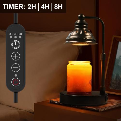 LIDORE Candle Lamp, Candle Warmer Lamp with Timer (Black, USB Charger)