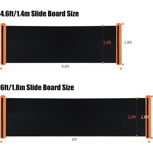 Slide Board For Working Out For Beginners And Pros, 4.6’/6’ Exercise Slide Board With 2 Sets of Shoes Booties