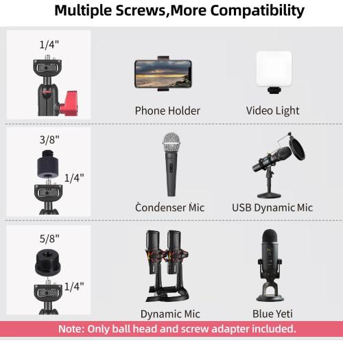 HEMMOTOP 22in Magic Arm with Clamp, Long Articulating Arm Camera Mount, Adjustable Phone Mount Holder 360° Rotation, Mic Arm for Microphone, LED Lights, for iPhone, Tripod, Desk, Table