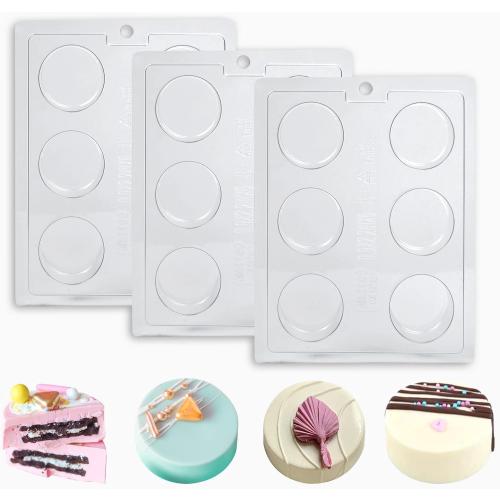 Chocolate Covered Round Cookies Molds, Biscuit Chocolate Mold, PET Plastic Mold-Round Cookies Mold Cylindrical Cylinder Candy Pudding Jelly Mold. （Pack Of 3）