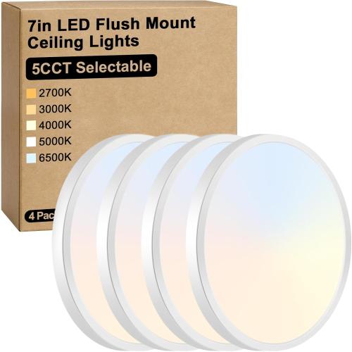 Brightever 7 Inch Flush Mount Ceiling Light, 12W 1200LM LED Ceiling Light Fixtures, 2700K/3000K/4000K/5000K/6500K Color Selectable, 0.67 Inch Ultra Thin Flat Ceiling Lights for Bedroom Kitchen Pantry