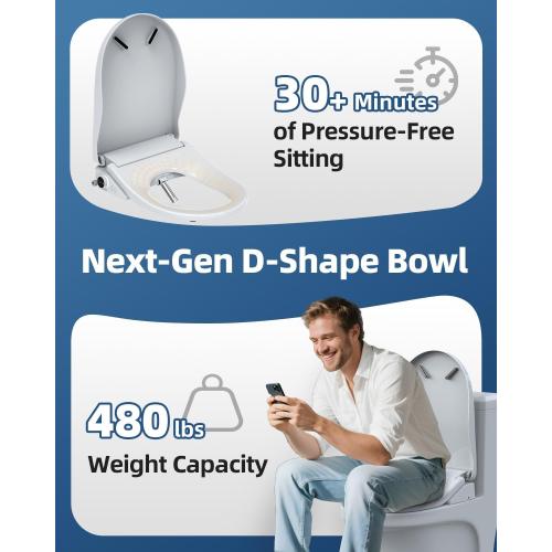 Electric Bidet Toilet Seat, Heated Toilet Seat Elongated with Instant Warm Water & Dryer, Feminine & Front Rear Wash, Wireless Remote, Self-Clean Nozzle, Slow Close Lid, Upgraded Silent ECO Child Mode