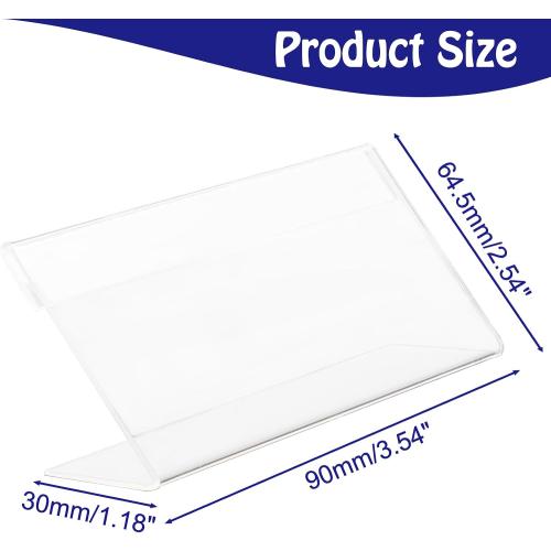 Bonsicoky 10 Pack Mini Clear Acrylic Sign Display Holder, L Shaped | Name Card Price Card Display Stand, For Office, Store, Restaurant, 3.5 x 2.5 In