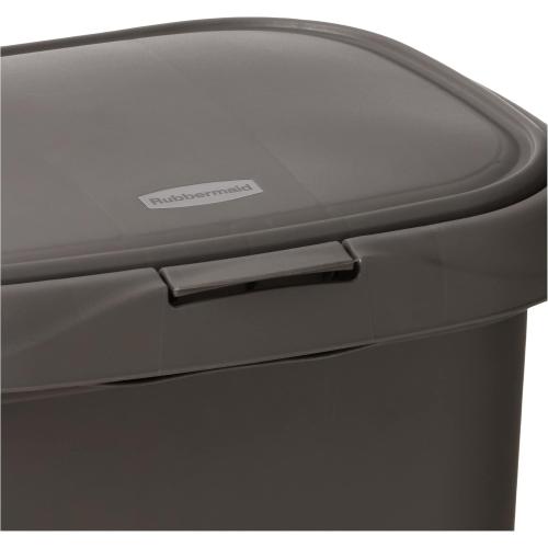 Rubbermaid Spring Top Trash Can 13 Gallon Gray Plastic Garbage Bin for Home/Kitchen/Office/Garage
