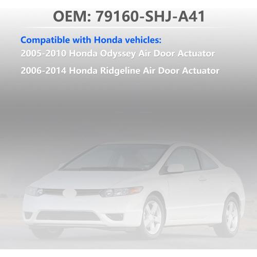 HVAC Heater Blend Door Actuator for Honda 2005-2010 Odyssey 2006-2014 Ridgeline Air Door Actuator, Temperature, Dual Zone, Replaces 604-885 604-0885 79160-SHJ-A41