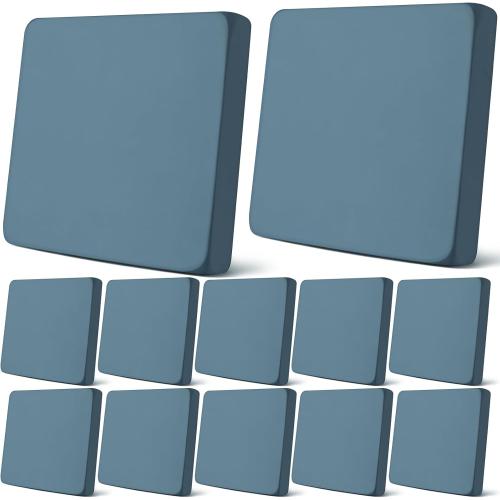 Newwiee 12 Pcs Patio Outdoor Cushion Covers Replacement Waterproof Stretch Sofa Couch Cushion Covers Washable Individual Couch Slipcovers Set Furniture Protector for Pets(20-27 Inch,Gray Blue)