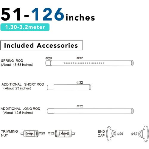 Tension Shower Curtain, Spring Shower Tension Curtain Rod, Closet Rod, for Windows or Shower, Rust Resistant Easy to Install, Umimile (Brown, 51-126”)