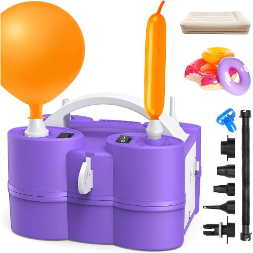 Balloon Pump Electric 3-in-1 Portable Air Pump for Inflatables and Balloons, Fast Inflation for 260q Foil Mylar Latex Double-Stuffed Balloons, Inflator Deflator for Pool Floats Air Bed