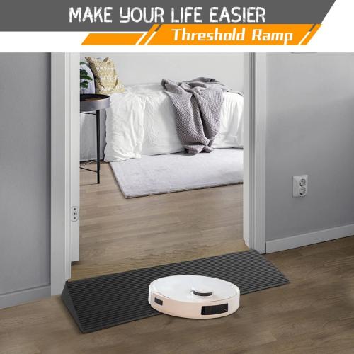 1.5'' Rise Threshold Ramp for Doorways, 2204 LBS Capacity Rubber Threshold Ramp, Non-Slip Driveway Curb Ramps Handicap Ramp for Wheelchair Scooter Stroller, Cuttable & Adjustable Size