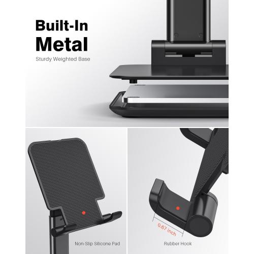 Anozer Tablet Stand Foldable & Adjustable, Monitor Stand 5.55*3.94 Wide, Fit for iPad Holder Stand Compatible with iPad Pro 11, 12.9/iPad 10.9 10th, Surface Pro, Portable Monitor 4.7-15.6