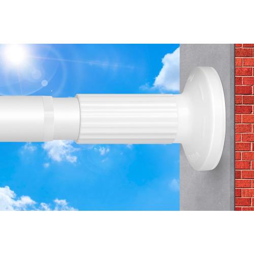 White Shower Curtain Rod 51-86 Inch, Adjustable Tension Rod No Drilling for Window or Bathroom Closet, Outdoor Curtain Rod for Patio, Easy to Install, Never Rust, Rod Diameter 1.26 Inches-White