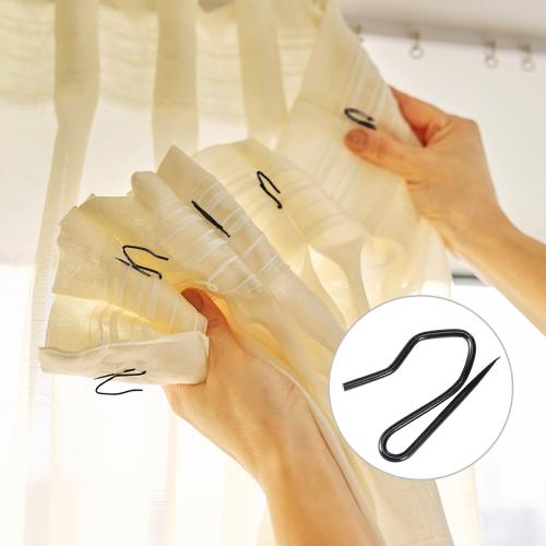 Hotop 30 Pcs Metal Curtain Rings with Hooks,Black,42 Mm