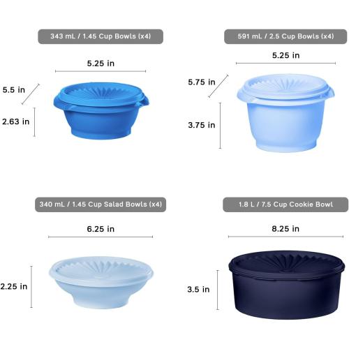 Tupperware Heritage Collection, New 36 Piece Food Storage Container Set in Vintage Blue, Dishwasher Safe and BPA Free (18 containers, 18 lids)