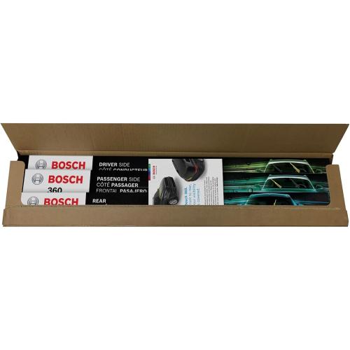 BOSCH B36003 360 Complete Vehicle Wiper Blade Replacement - Includes Front Beam Blades (Pair)   Rear Wiper Blade (1) - 26/17/12