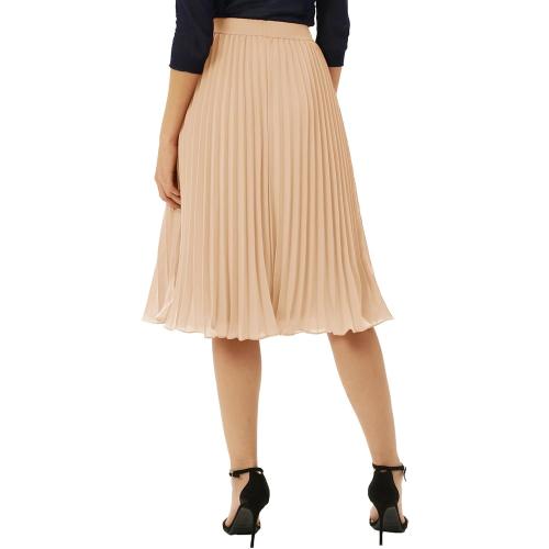 Size S ...GRACE KARIN Women High Elastic Waist Pleated Chiffon Skirt Midi Swing A-line Skirts