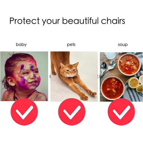 4 Pack Plastic Dining Chair seat Covers/slipcovers with Adjustable Belt Strap for 18''x17'' Standard Chair