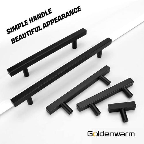 goldenwarm 10 Pack Black Cabinet Handles Matte Black Dresser Pulls 3’’ Drawer Handle Pull - LSJ22BK76 Black Kitchen Cabinet Hardware Cupboard Dresser Hardware