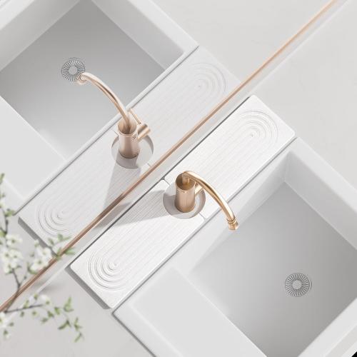 Faucet Mat for Kitchen Sink ，Water Absorbing Stone Tray for Sink，15.7 inches Long Diatomite Fast-Drying Faucet Mat， Faucet Splash Guard for Bathroom Counter