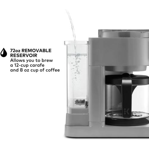 K-Duo Essentials Hot & Iced Coffee Maker Single Serve KCup Pod & 12-Cup Glass Carafe Dual Brew System 72oz Reservoir (MOONLIGHT GREY)