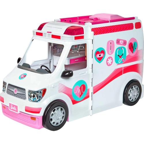 ​​​Barbie Playset with 20  Accessories, Emergency Vehi​​cle Transforms into 2  Foot Hospital with Lights and Sounds, Care Clinic​​​​​​​​