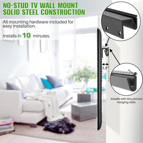 AENTGIU Studless TV Wall Mount, No Drill Drywall TV Mount for 32-75 Inch Smart TVs, Max VESA 600x400mm, Low Profile, No Stud, No Anchors, Tv Wall Bracket Hanger, Holds up to 150 lbs