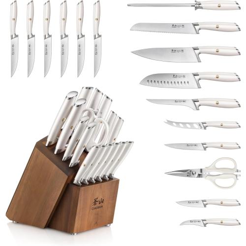 Cangshan L1 Series 17-Piece Knife Set, Forged German Steel (White)
