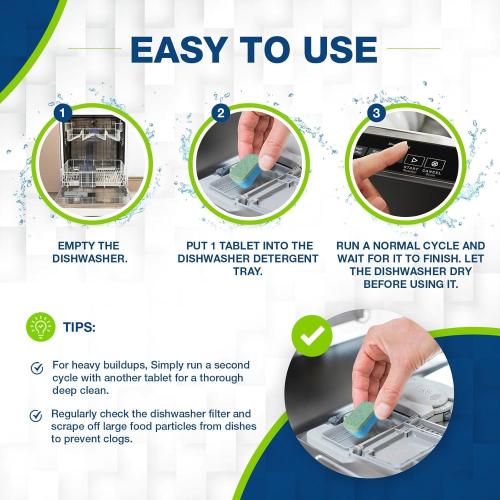 Washing Machine & Dishwasher Cleaner Tablets, 48-Pack Bundle | Compatible with Front Loader Top Loader & He Machines and all Dishwashers, Removes Buildup Lime Scales and residues