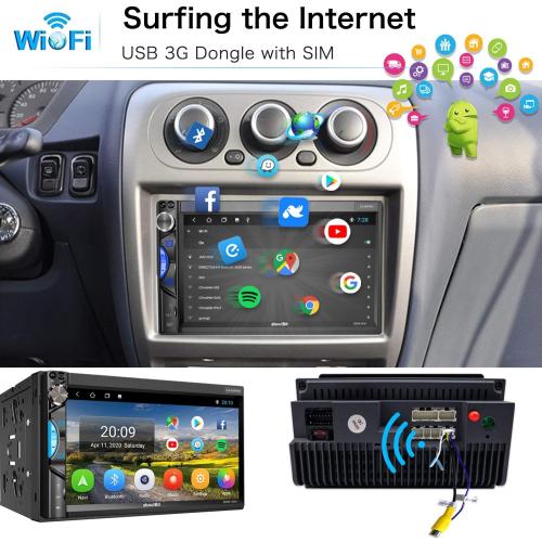 Android Double Din Car Stereo, aboutBit in-Dash GPS Navigation Multimedia Radio Receiver - 7 inch HD Touch Screen Mirror Link WiFi Bluetooth Rearview Camera Dual USB AM & FM Radio 1G/16G